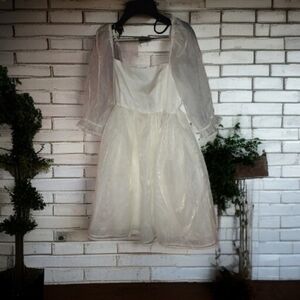 Babydoll Cottagecore Fairycore Coquette Puff Sleeves Open Back Mini Dress